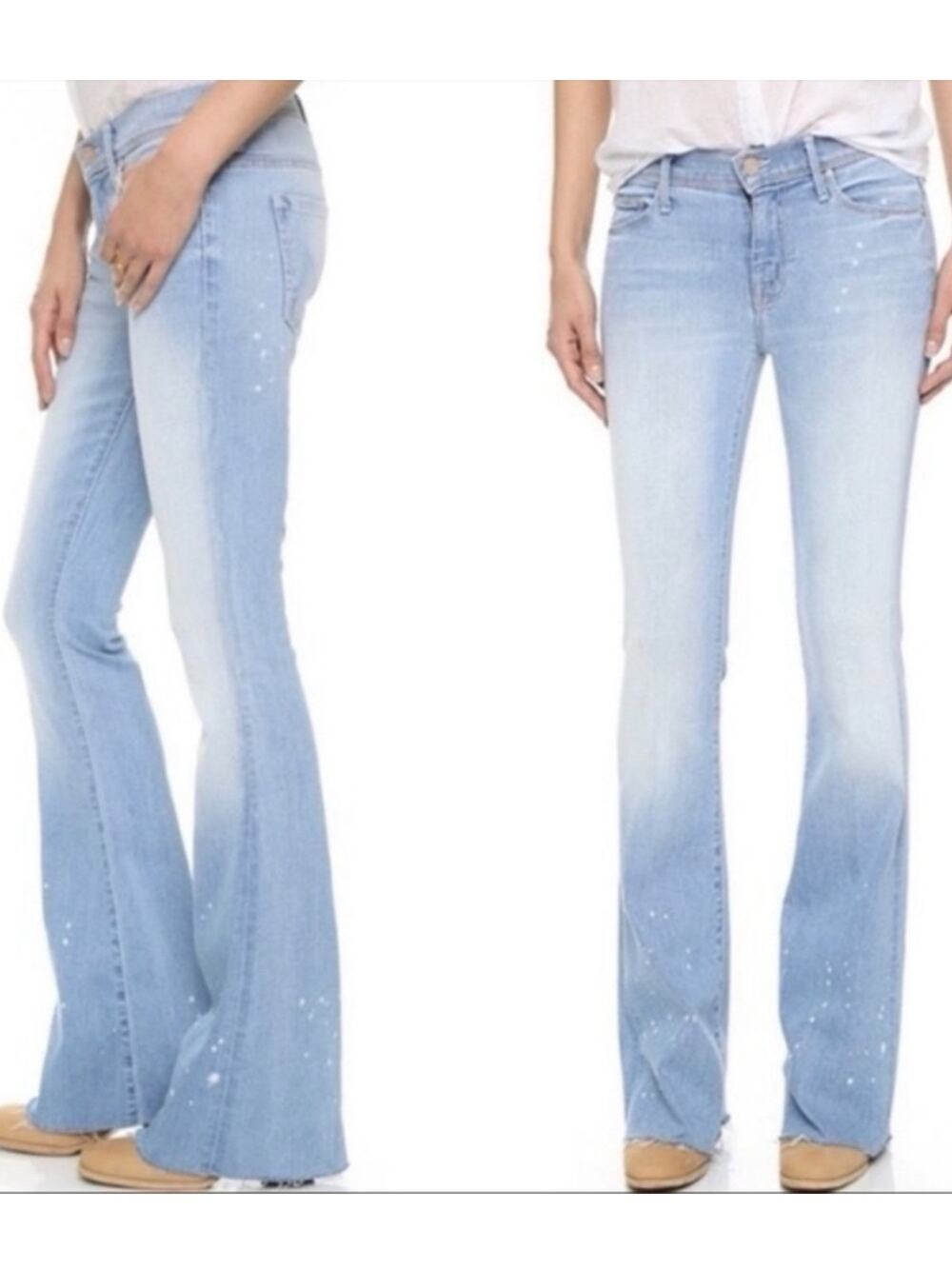 Mother the cruiser fray flare jeans pretty little words in a bottle summer sz 30